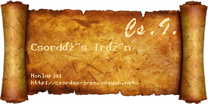 Csordás Irén névjegykártya